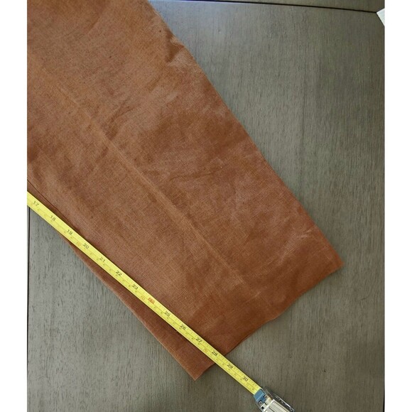 100% Irish Linen Brown Cropped Pants Flat Front Size 14 Lagenlook Minimalistic - Picture 5 of 8